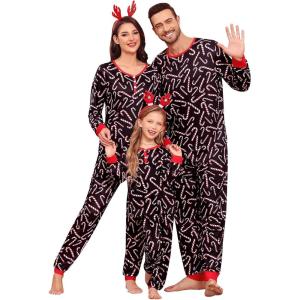 SWOMOG Familiy Pajamas Set for Christmas Matching Pj Sets Womens Mens Kids Soft Pjs Long Sleeve Sleepwear Lounge Sets Outfits, Candy Cane