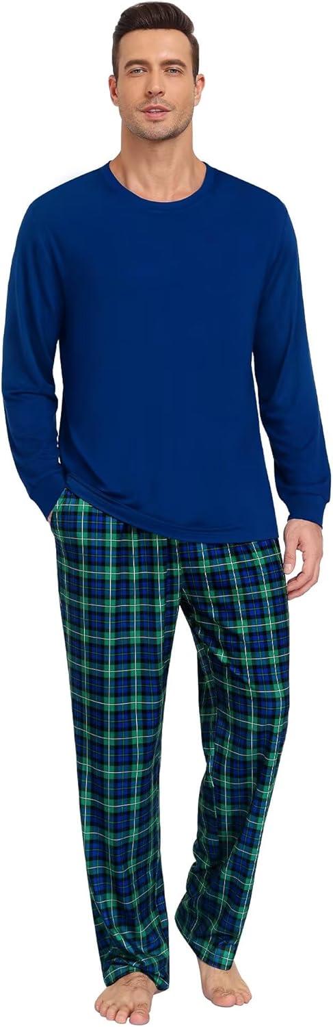 imageSWOMOG Mens Pajama Pants Soft Sleepwear Pant Lounge Pj Bottoms with Drawstring amp Button Fly amp PocketsGreen