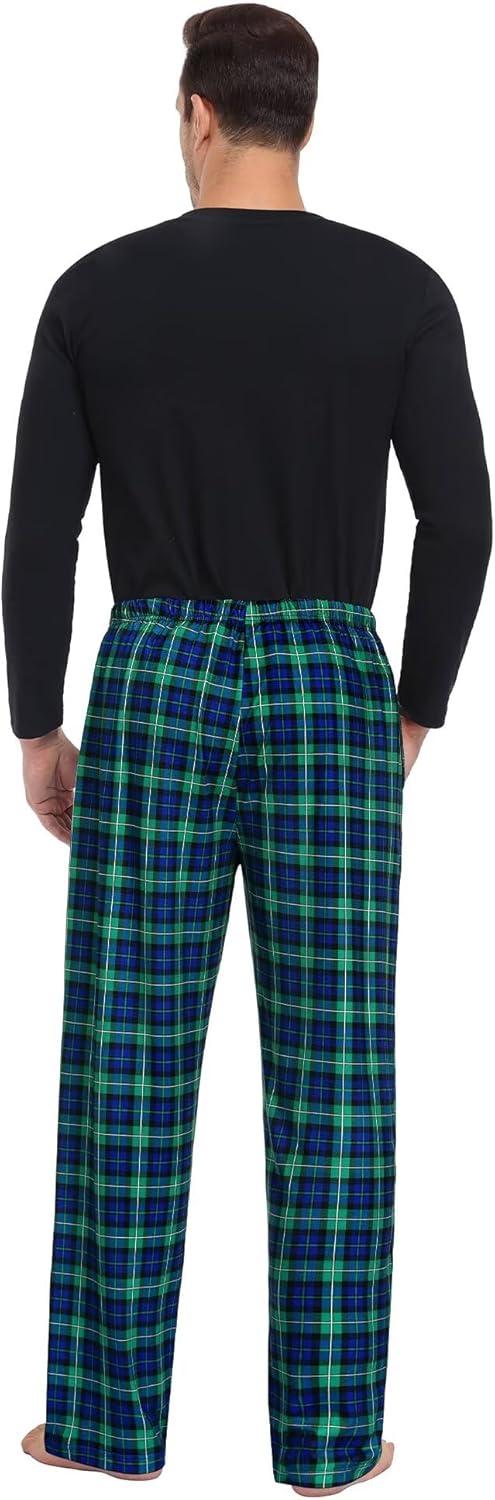 imageSWOMOG Mens Pajama Pants Soft Sleepwear Pant Lounge Pj Bottoms with Drawstring amp Button Fly amp PocketsGreen