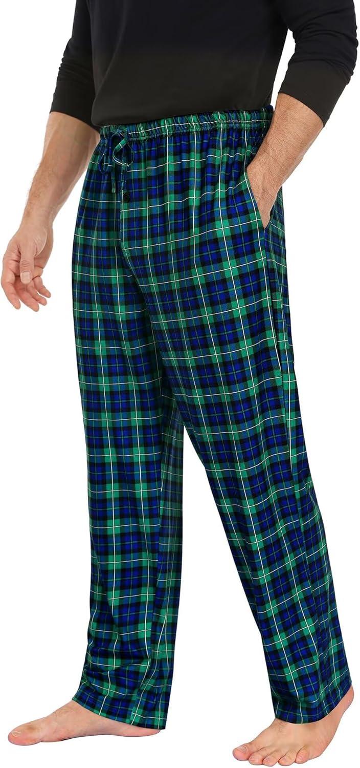 imageSWOMOG Mens Pajama Pants Soft Sleepwear Pant Lounge Pj Bottoms with Drawstring amp Button Fly amp PocketsGreen