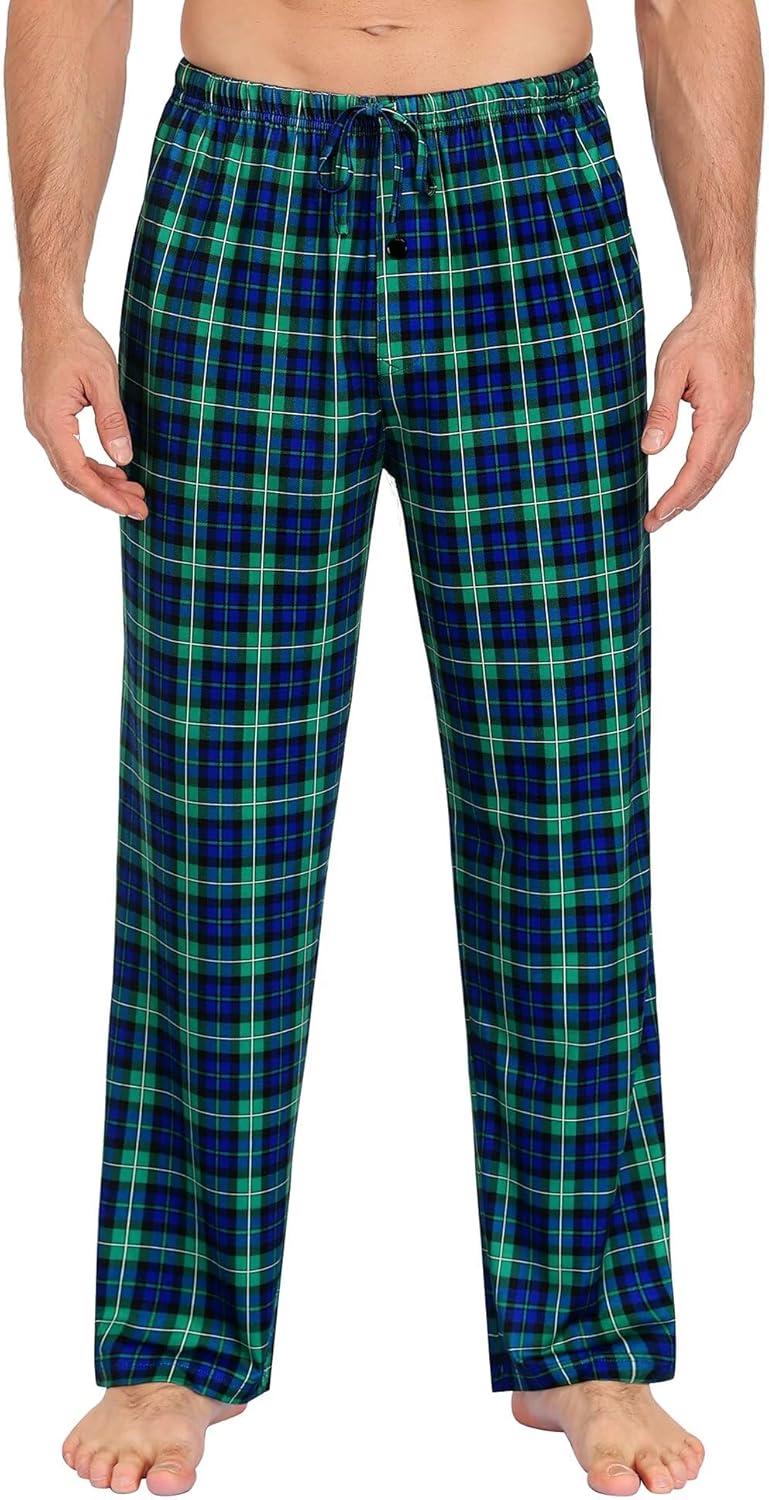 imageSWOMOG Mens Pajama Pants Soft Sleepwear Pant Lounge Pj Bottoms with Drawstring amp Button Fly amp PocketsGreen