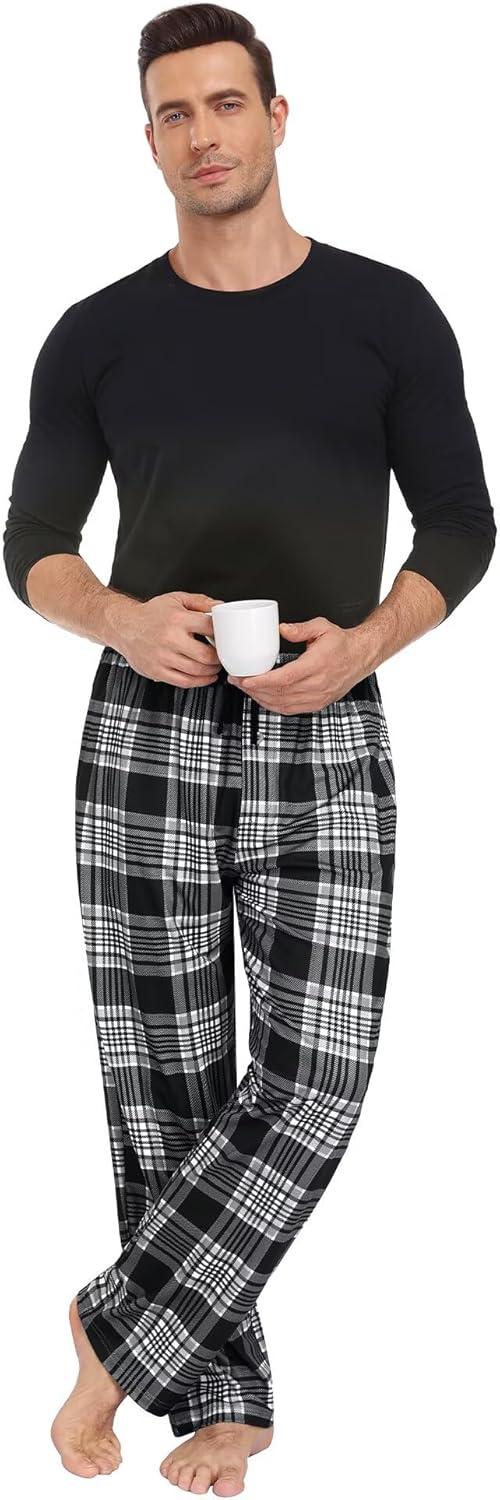 imageSWOMOG Mens Pajama Pants Soft Sleepwear Pant Lounge Pj Bottoms with Drawstring amp Button Fly amp PocketsGrey