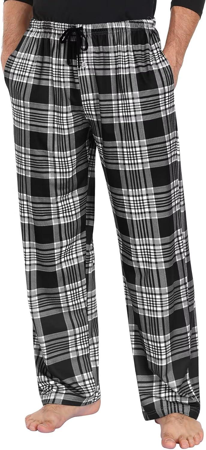imageSWOMOG Mens Pajama Pants Soft Sleepwear Pant Lounge Pj Bottoms with Drawstring amp Button Fly amp PocketsGrey