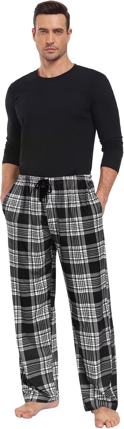 imageSWOMOG Mens Pajama Pants Soft Sleepwear Pant Lounge Pj Bottoms with Drawstring amp Button Fly amp PocketsGrey