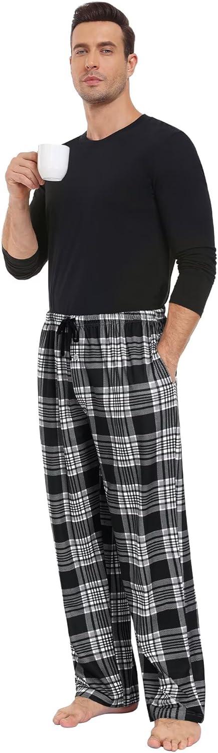 imageSWOMOG Mens Pajama Pants Soft Sleepwear Pant Lounge Pj Bottoms with Drawstring amp Button Fly amp PocketsGrey