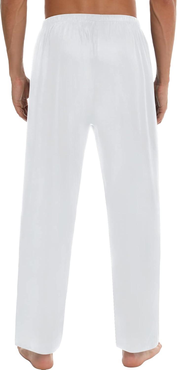 imageSWOMOG Mens Satin Silk Pajama Pant Long Pj Bottoms Soft Lounge Sleep Pants with Pockets amp DrawstringWhite
