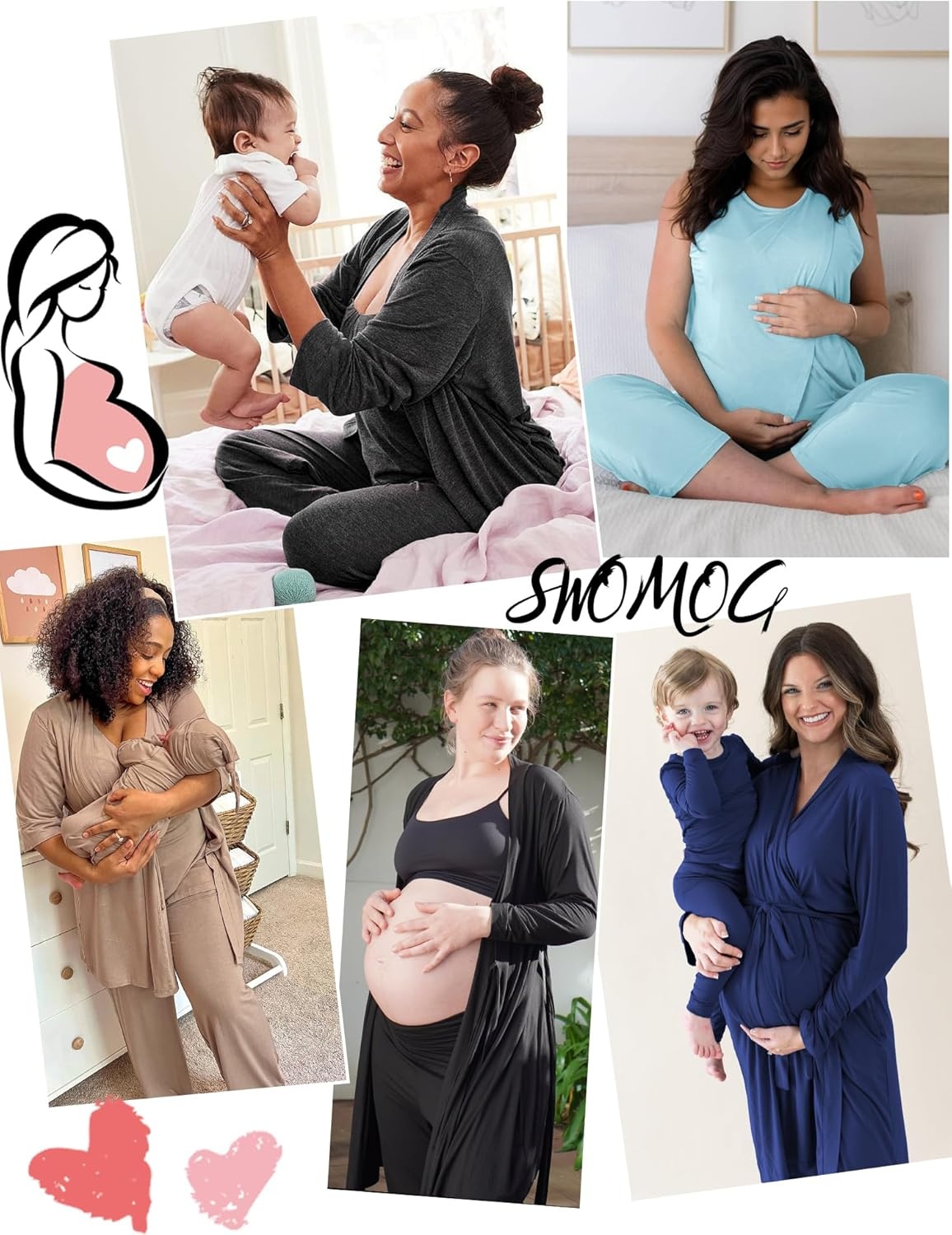 imageSWOMOG Maternity Nursing Robe Set 3 PCS Postpartum Breastfeeding Pajamas Hospital Pregnancy Pjs Double Layer Lounge SetTaro Purple