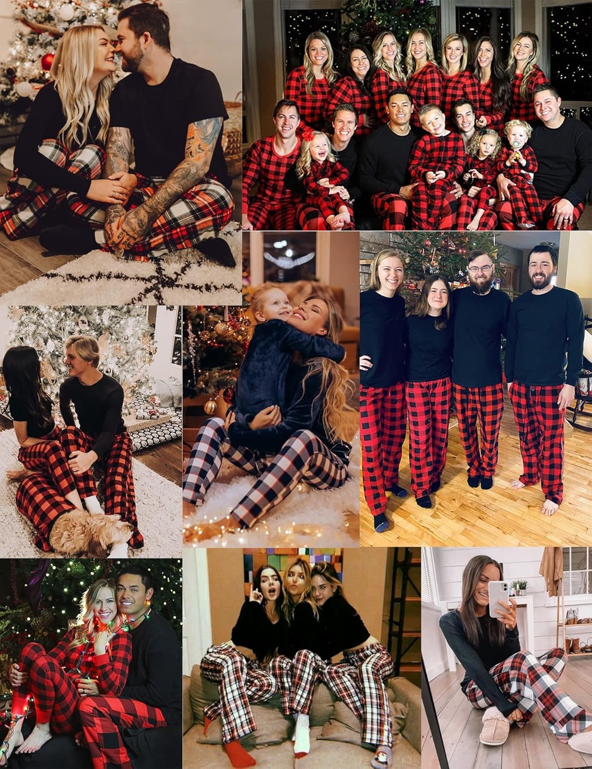 image:imageSWOMOG Christmas Pajamas Set for Couples Long Sleeve Sleepwear Women amp Men Matching Pjs Set Loungewear SetDeep Grey Solid Top