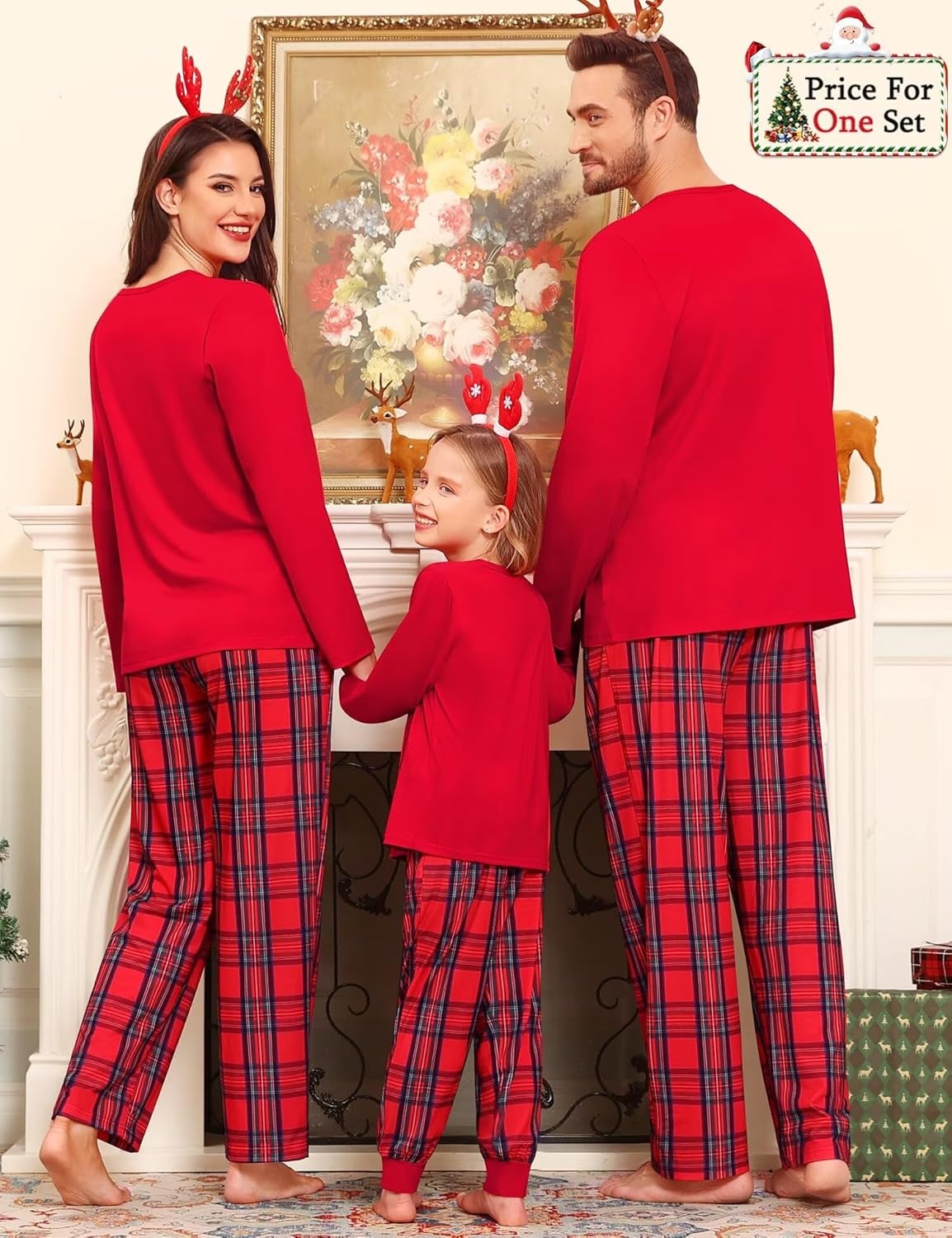image:imageSWOMOG Family Christmas Matching Pajamas Set WomenMen Modal Pajama 2 PCS Long Sleeve Sleepwear Sets with Pockets