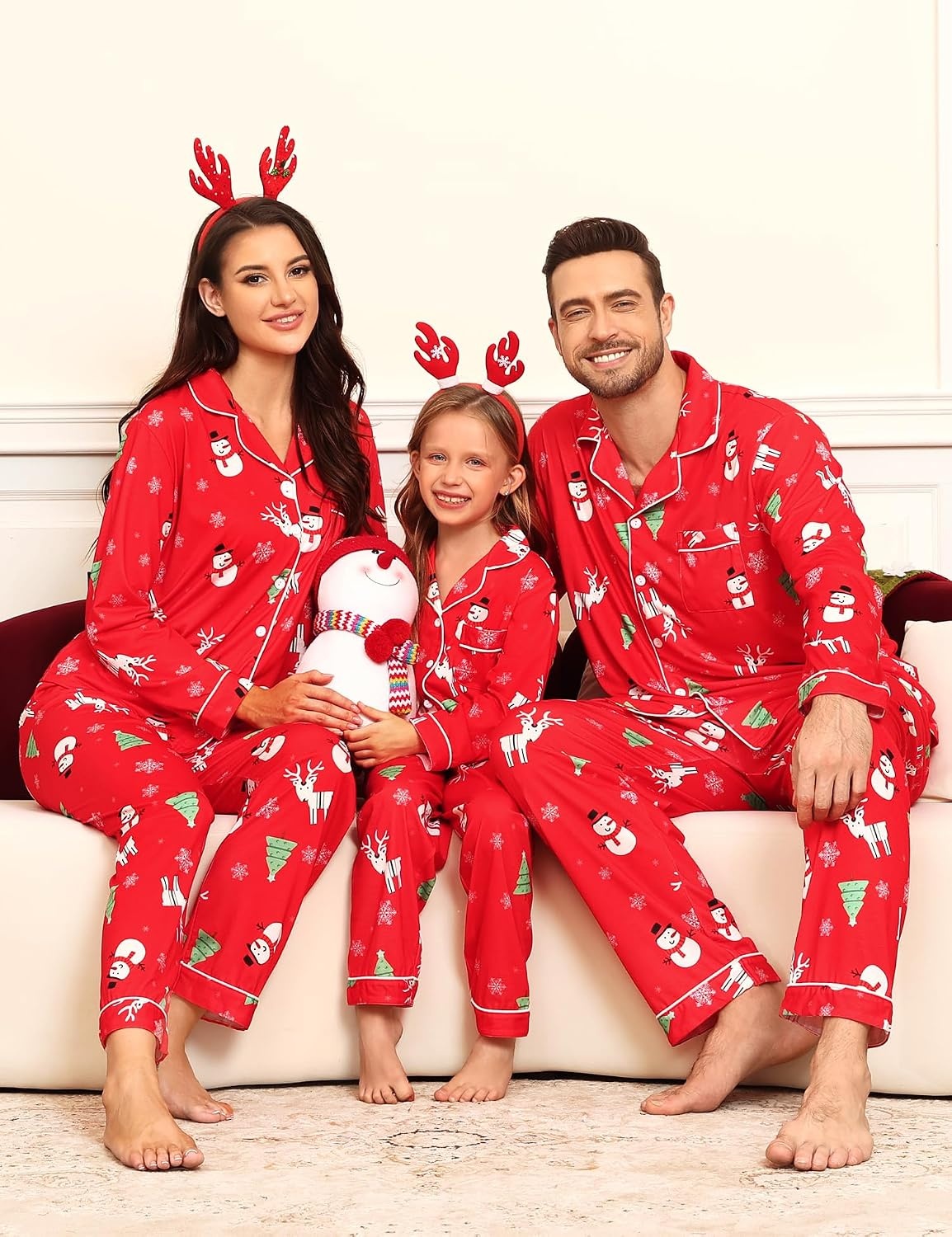 image:imageSWOMOG Family Christmas Pajamas Set Women amp Men Long Sleeve Sleepwear Party Pj Sets ButtonDown Loungewear SetRed Christmas Pattern