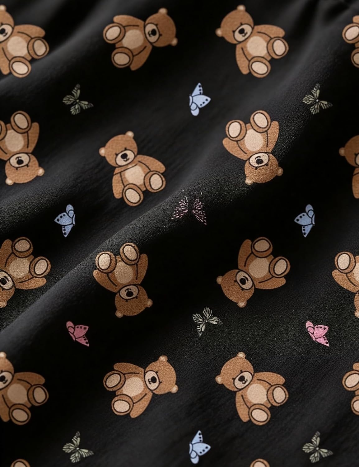 image:imageSWOMOG Womens 2 Piece Pajamas Sets Shorts Sleeve Pajamas Cute Pj Set Lounge Matching Pjs Button Shirt with Long PantsBlack Brown Bear