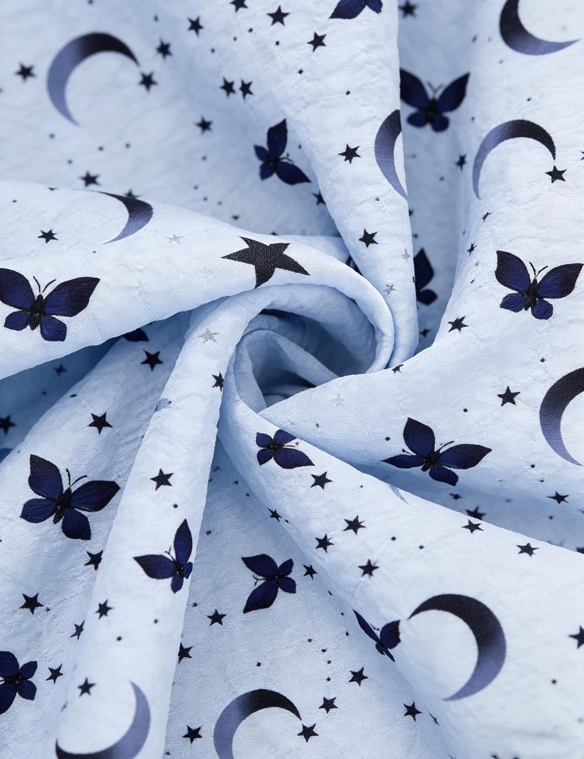 image:imageSWOMOG Womens 2 Piece Pajamas Sets Shorts Sleeve Pajamas Cute Pj Set Lounge Matching Pjs Button Shirt with Long PantsBlue Butterfly