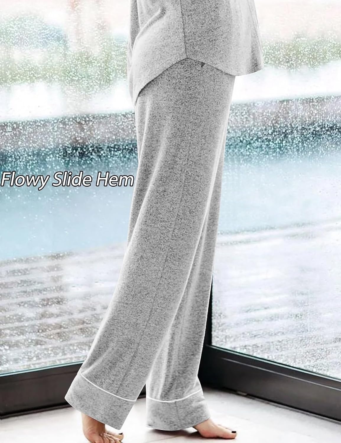image:imageSWOMOG Womens Pajama Sets Long Sleeve Button Down Sleepwear 2 Piece PJs Soft Lounge Sets with Pockets SXXLGrey
