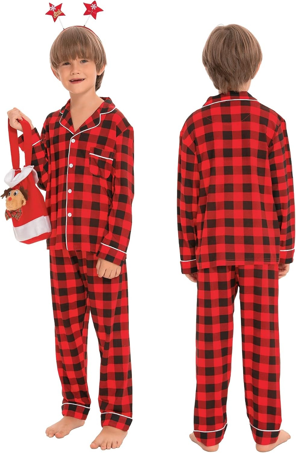 image:imageSWOMOG Family Christmas Pajamas Set Women amp Men Long Sleeve Sleepwear Party Pj Sets ButtonDown Loungewear Set