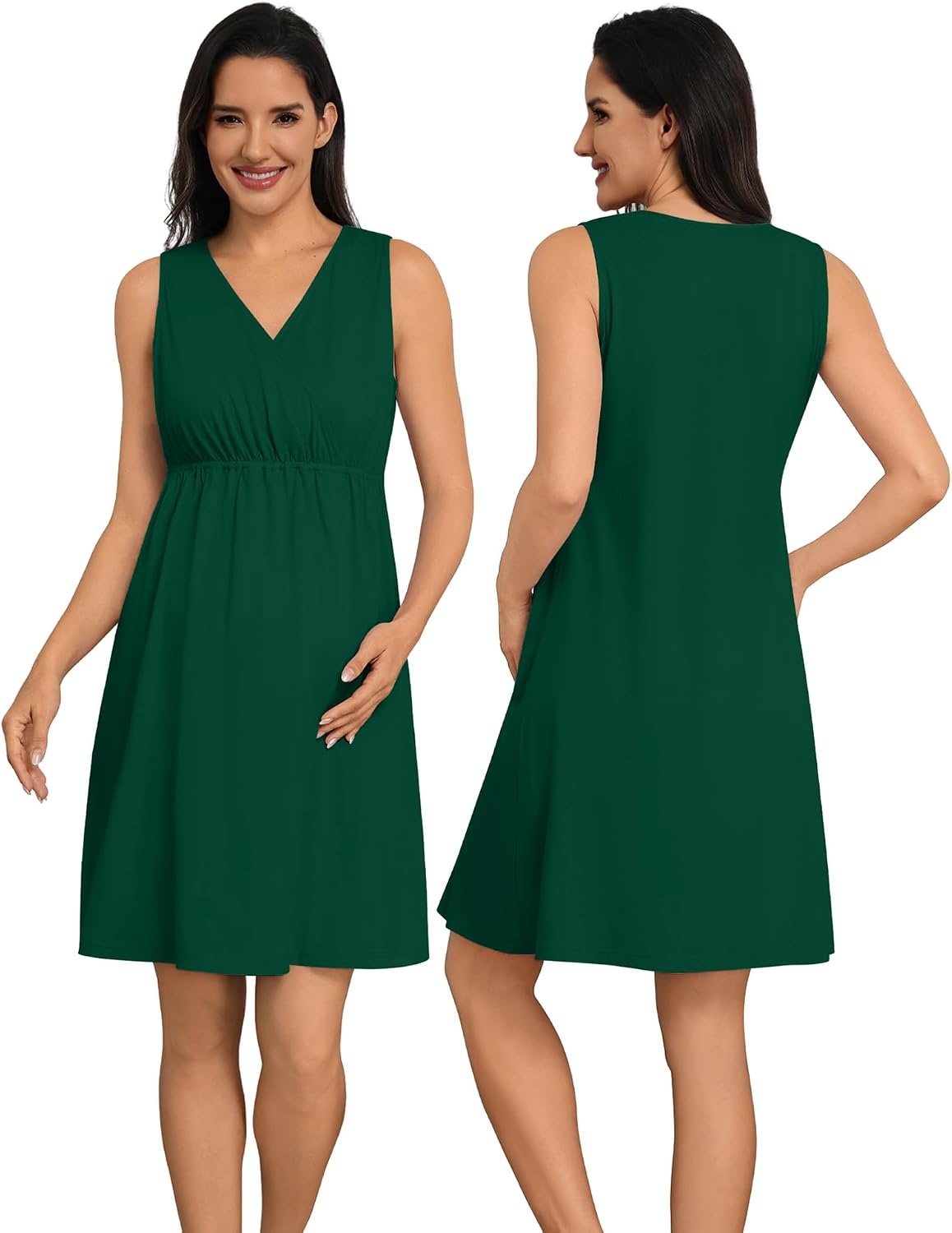 image:imageSWOMOG Women 100 Cotton Maternity Nursing Gown and Robe Set 3 in 1 Labor Postpartum Soft Nightgown for BreastfeedingEmerald Green