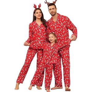 SWOMOG Family Christmas Pajamas Set Women & Men Long Sleeve Sleepwear Sets Party Holiday Pj Button-Down Loungewear Set(Red Christmas Deer)