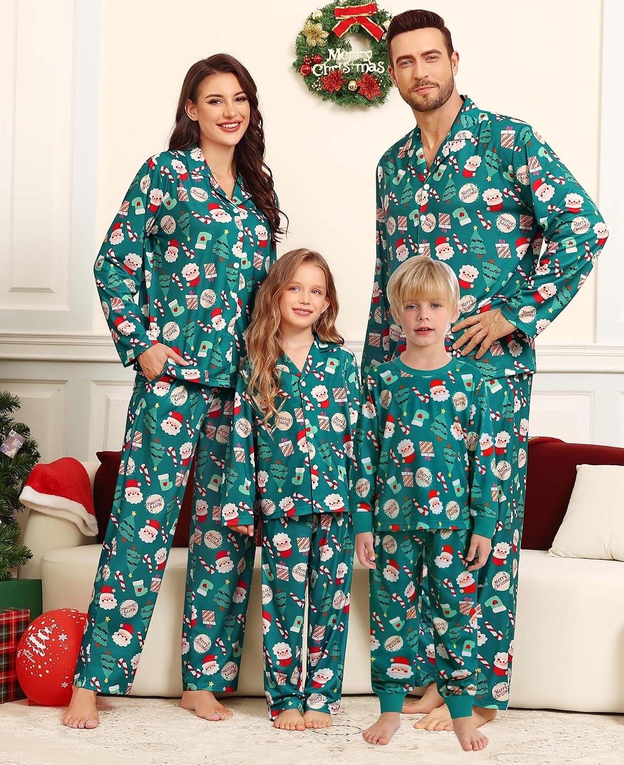 image:imageSWOMOG Matching Family Christmas Pajamas Set Long Sleeve Festival Party Pj Set ButtonDown Sleepwear Soft NightwearChristmas