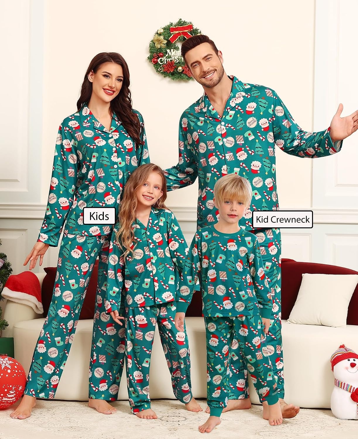 image:imageSWOMOG Matching Family Christmas Pajamas Set Long Sleeve Festival Party Pj Set ButtonDown Sleepwear Soft NightwearChristmas