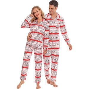 SWOMOG Family Christmas Pajamas Set Long Sleeve Sleepwear Sets Button Down Loungewear Set Party Holiday Pjs Sets(White With Flower Deer)