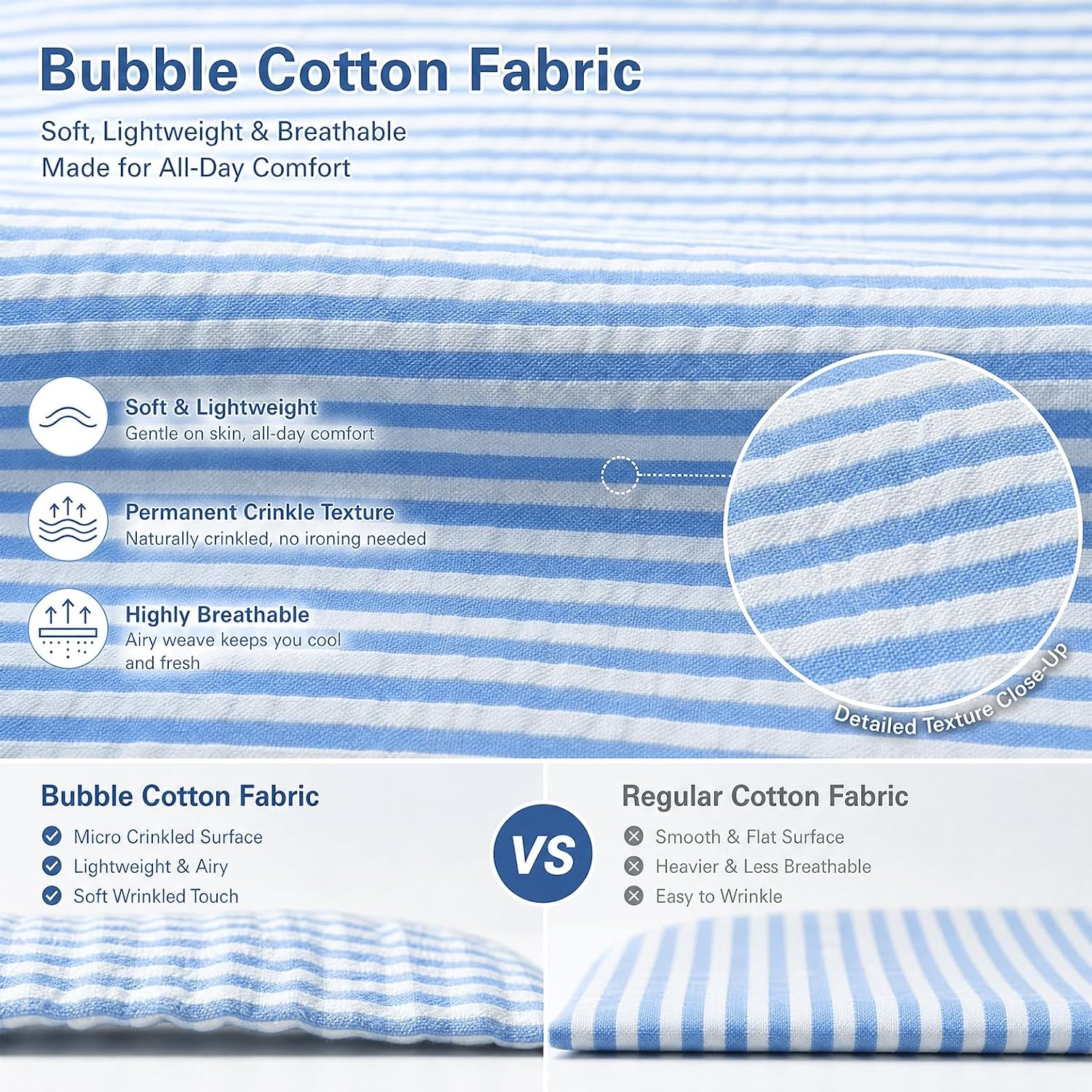 image:imageSWOMOG Womens Cotton Pajama Sets Long Sleeve Button Down Striped Sleep SetBlue Stripe