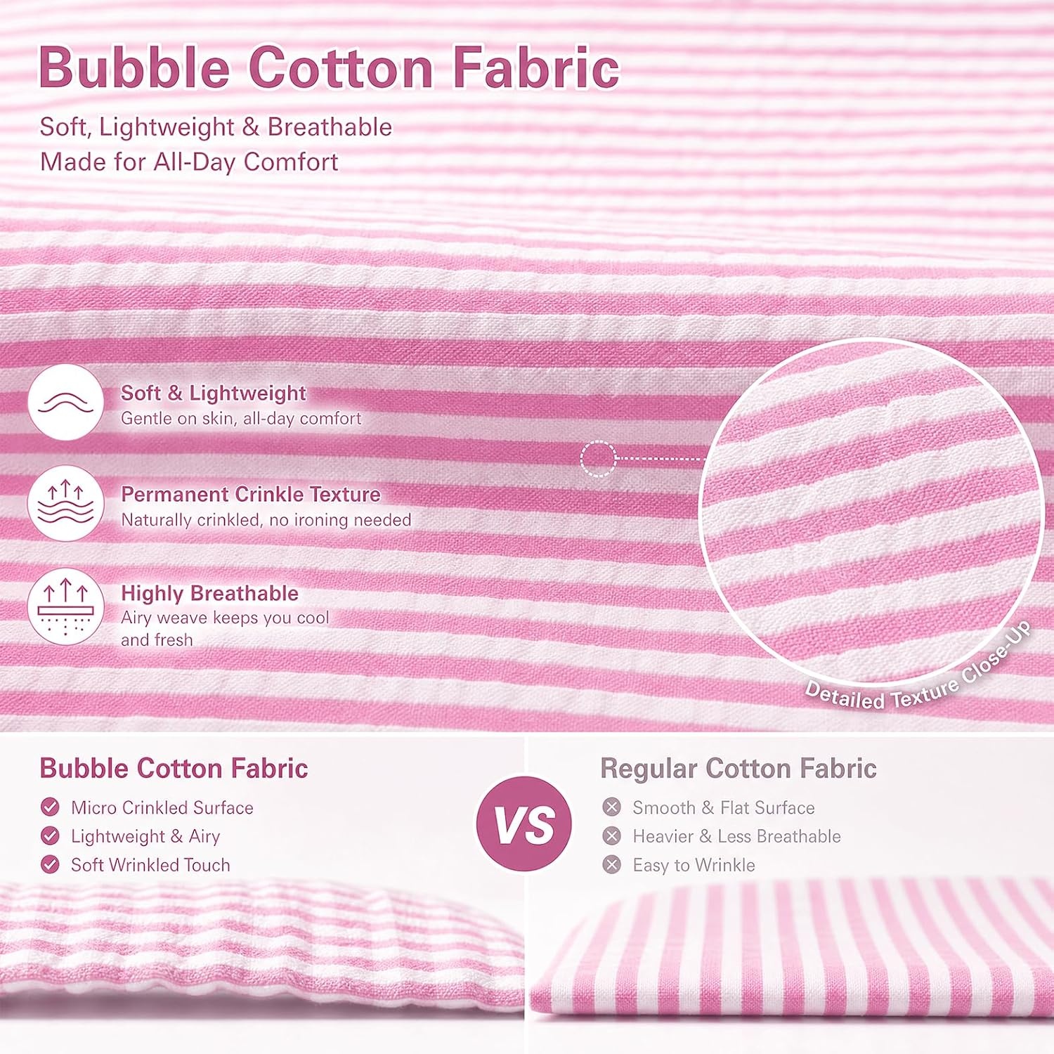 image:imageSWOMOG Womens Cotton Pajama Sets Long Sleeve Button Down Striped Sleep SetPink Stripe