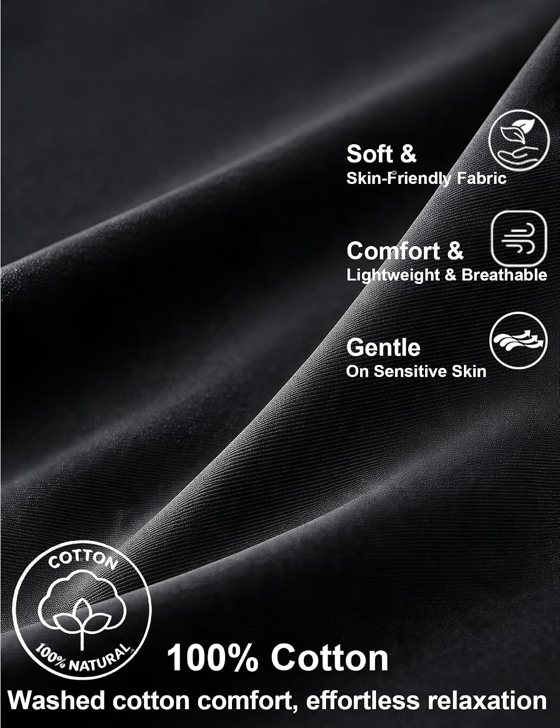 image:imageSWOMOG 100 Cotton Pajama Set for Women Long Sleeve Sleepwear Button Down Nightwear Soft Pj Lounge SetsBlack