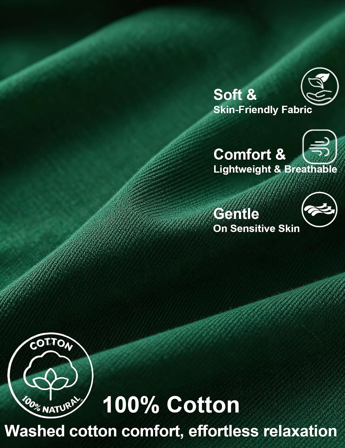 image:imageSWOMOG 100 Cotton Pajama Set for Women Long Sleeve Sleepwear Button Down Nightwear Soft Pj Lounge SetsGreen