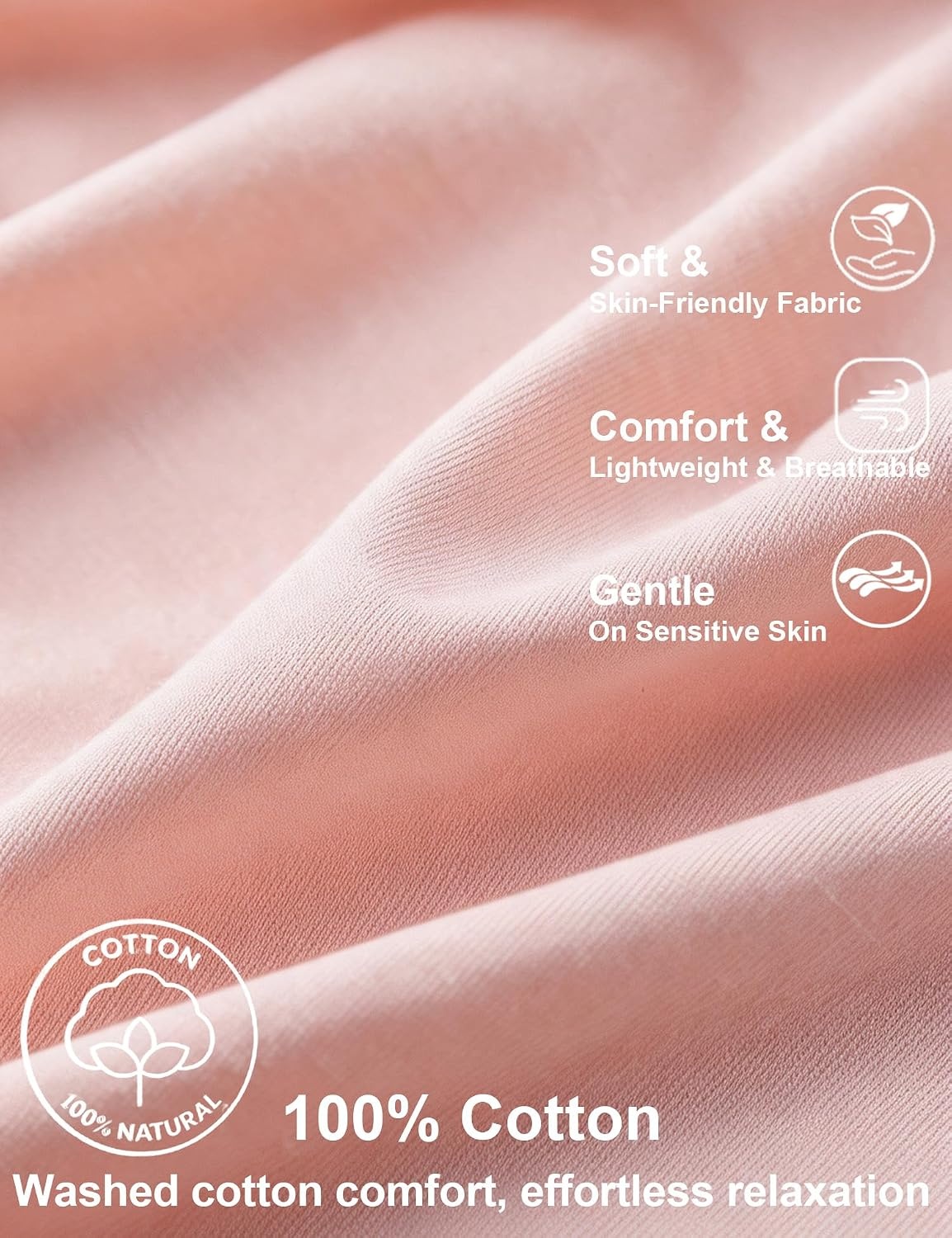 image:imageSWOMOG 100 Cotton Pajama Set for Women Long Sleeve Sleepwear Button Down Nightwear Soft Pj Lounge SetsPink