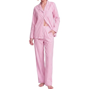 SWOMOG 100% Cotton Pajama Set for Women Long Sleeve Sleepwear Button Down Nightwear Soft Pj Lounge Sets(Pink Stripe)