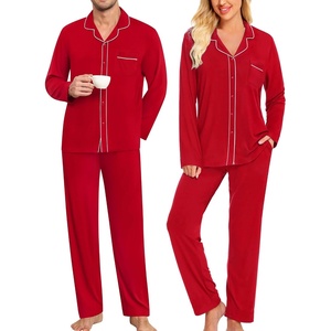 SWOMOG Matching Christmas Pajama Button Down Holiday Sleepwear(Red Stripes)
