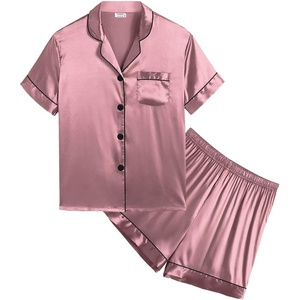 SWOMOG Kids Satin Pajamas Sets Girls Boys Button-Down Pjs Short Sleeve Silk Nightwear 2 Piece Lounge Sets Misty Rose