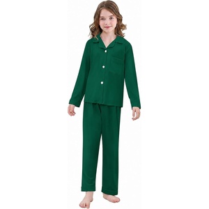 SWOMOG Matching Family Christmas Kids Pajamas Set Long Sleeve Festival Party Pj Set Button-Down Sleepwear Soft Nightwear Green
