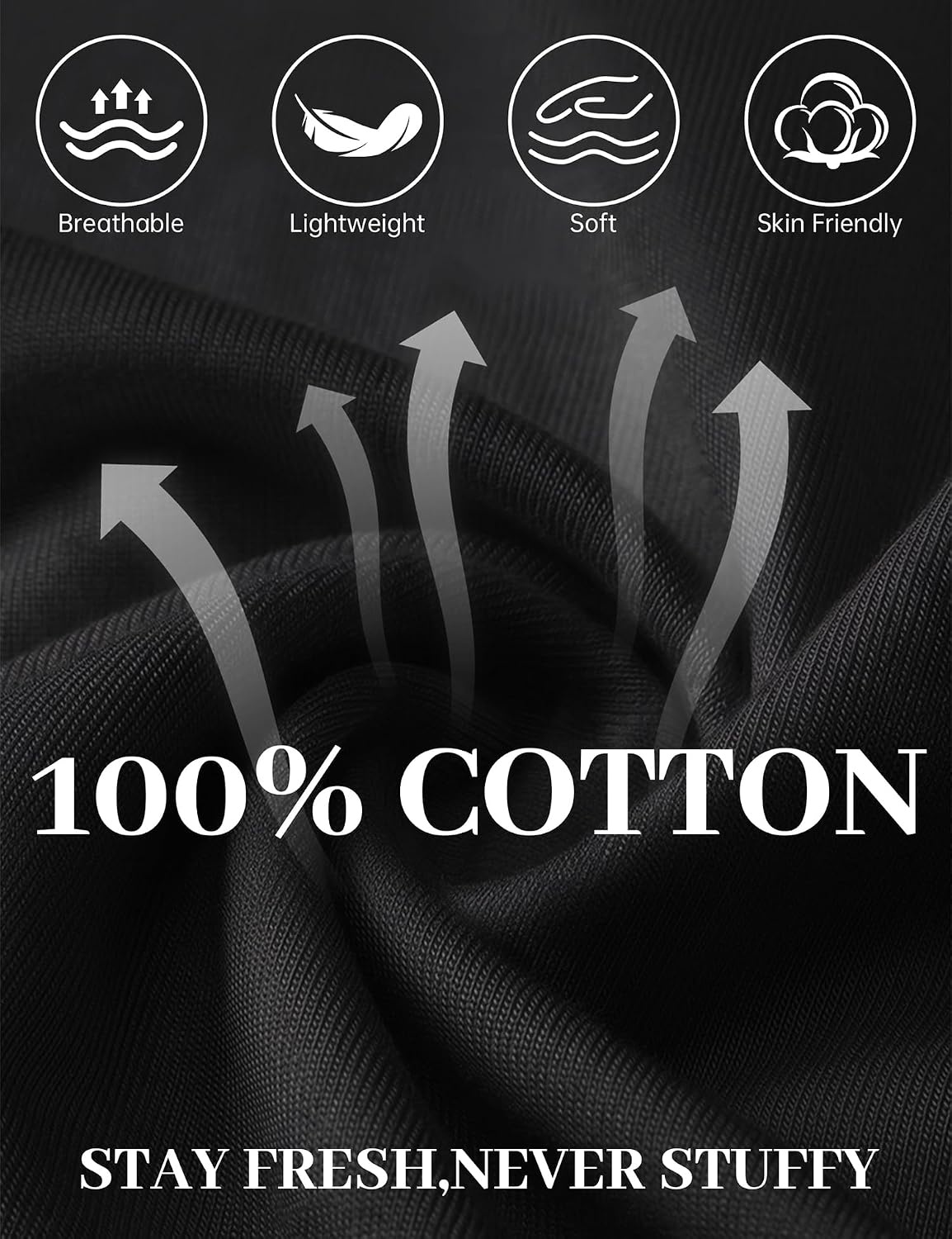 image:imageSWOMOG 100 Cotton Women Pajamas Set 2PCS Button Down Pjs Print Soft Lounge Short Sleeve Tops and Long Pants with PocketBlack