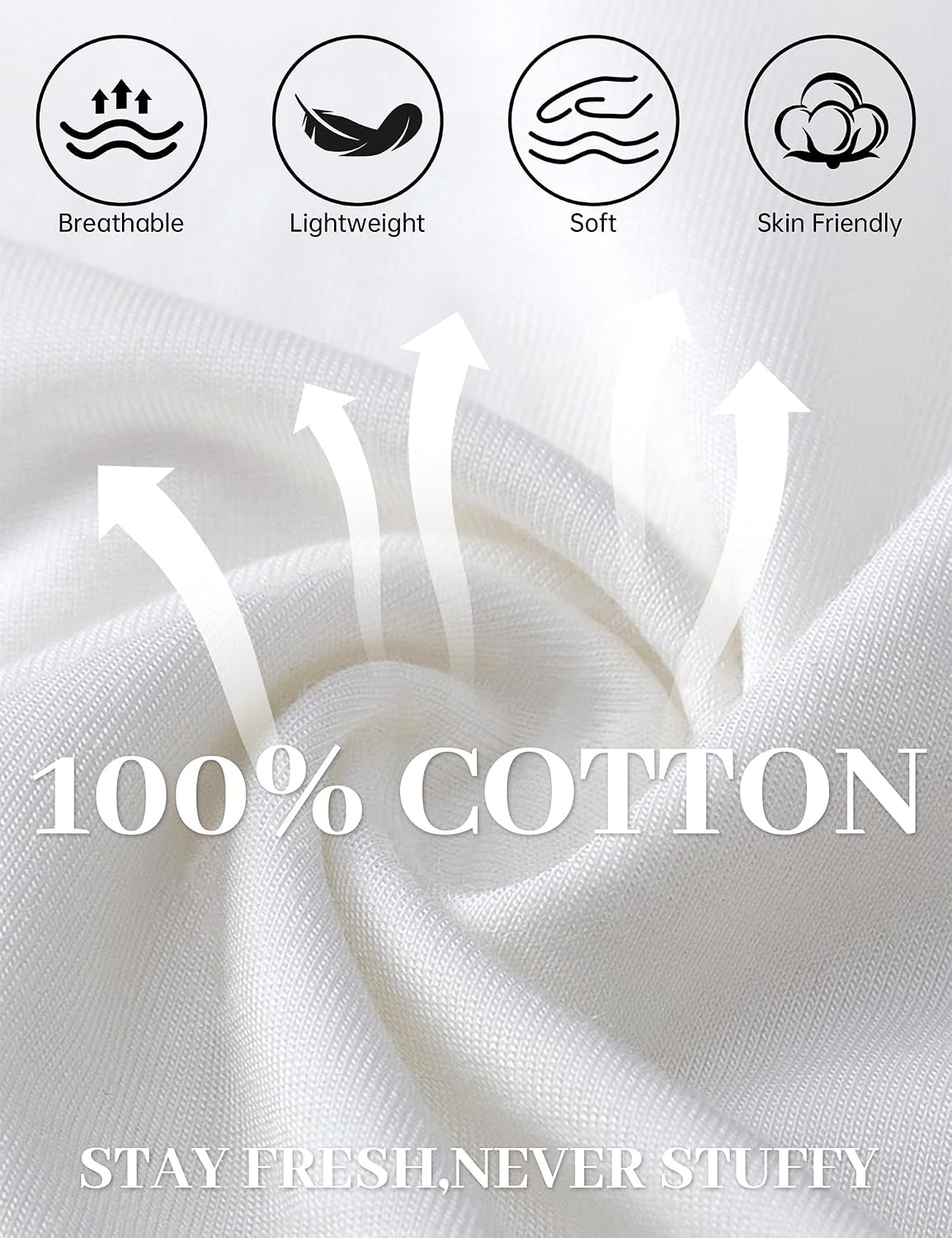 image:imageSWOMOG 100 Cotton Women Pajamas Set 2PCS Button Down Pjs Print Soft Lounge Short Sleeve Tops and Long Pants with PocketWhite