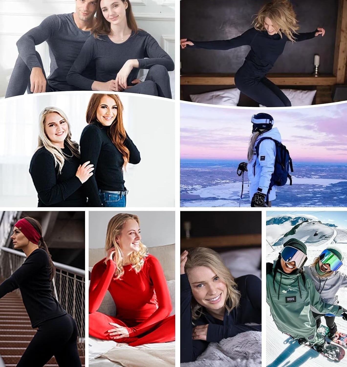 image:imageSWOMOG Women amp Men Thermal Underwear Sets Ultra Soft Long Johns Base Layer Fleece Lined Warm Top amp Bottom for Cold Weather Gray