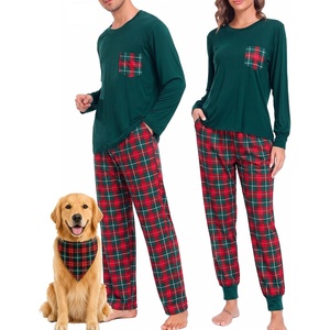 SWOMOG Adult Christmas Pajamas Buffalo Plaid Pajama Pants with Pockets Long Sleeve Tops for Couples & Family(Emerald Green)