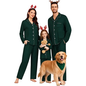 SWOMOG Family Christmas Pajamas Set Party Holiday Sleepwear Long Sleeve Button-Down Loungewear Set(Green)