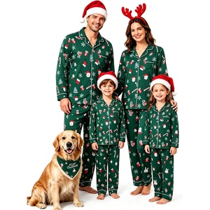SWOMOG Matching Family Christmas Pajamas Set Long Sleeve Festival Party Pj Set Button-Down Sleepwear(Christmas Green)