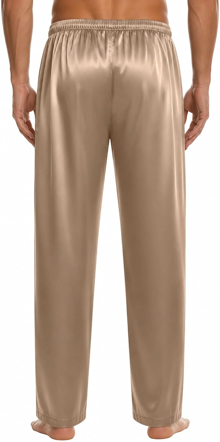 image:imageSWOMOG Mens Satin Silk Pajama Pant Long Pj Bottoms Soft Lounge Sleep Pants with Pockets amp DrawstringOpaue Couche