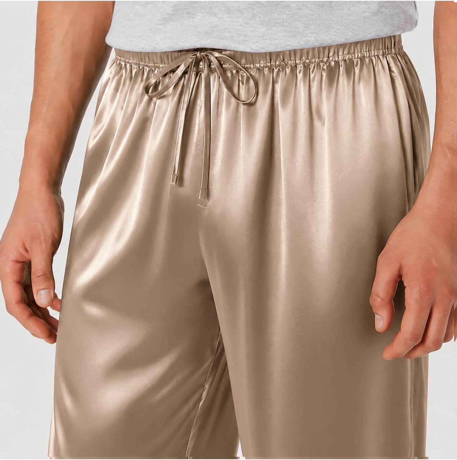 image:imageSWOMOG Mens Satin Silk Pajama Pant Long Pj Bottoms Soft Lounge Sleep Pants with Pockets amp DrawstringOpaue Couche