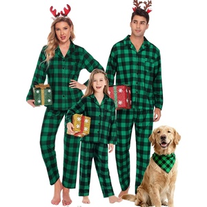 SWOMOG Family Christmas Matching Pajamas Set Long Sleeve Plaid Pajamas for Women Men Pjs Set Soft 2 PCS Loungewear(Green Plaid（no Pockets))