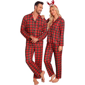 SWOMOG Family Christmas Matching Pajamas Set Long Sleeve Plaid Pajamas for Women Men Pjs Set Soft 2 PCS Loungewear(Red Green Plaid（no Pockets))