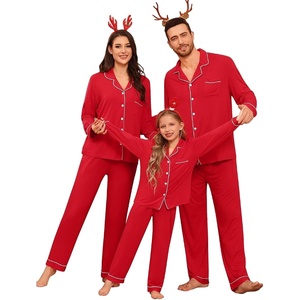 SWOMOG Family Christmas Matching Pajamas Set Long Sleeve Plaid Pajamas for Women Men Pjs Set Soft 2 PCS Loungewear(Red（no Pockets))