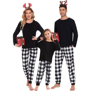 SWOMOG Family Christmas Matching Pajamas Set Long Sleeve Plaid Pajamas for Women Men Pjs Set Soft 2 PCS Loungewear(White Plaid Pants（with Pockets))