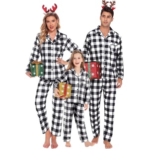 SWOMOG Family Christmas Matching Pajamas Set Long Sleeve Plaid Pajamas for Women Men Pjs Set Soft 2 PCS Loungewear(White Plaid（no Pockets))