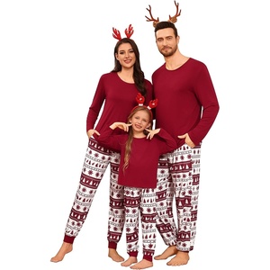 SWOMOG Family Christmas Matching Pajamas Set Long Sleeve Plaid Pajamas for Women Men Pjs Set Soft 2 PCS Loungewear(White Red Christmas Pants（with Pockets))