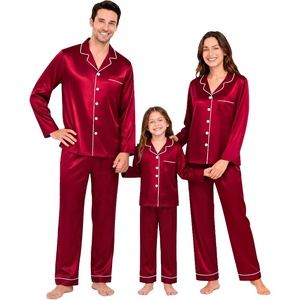 SWOMOG Family Matching Pajamas Set 2-Piece Silk Satin Sleepwear Loungewear(Burgundy)