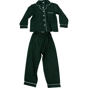 SWOMOG Matching Button Down Family Pajama Set Long Sleeve Kids Christmas Pajama Green