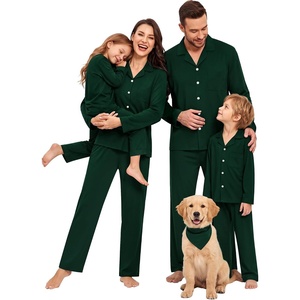 SWOMOG Matching Family Christmas Pajamas Set Long Sleeve Festival Party Pj Set Button-Down Sleepwear Soft Nightwear(Green)