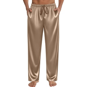 SWOMOG Men’s Satin Silk Pajama Pant Long Pj Bottoms Soft Lounge Sleep Pants with Pockets & Drawstring(Opaue Couche)